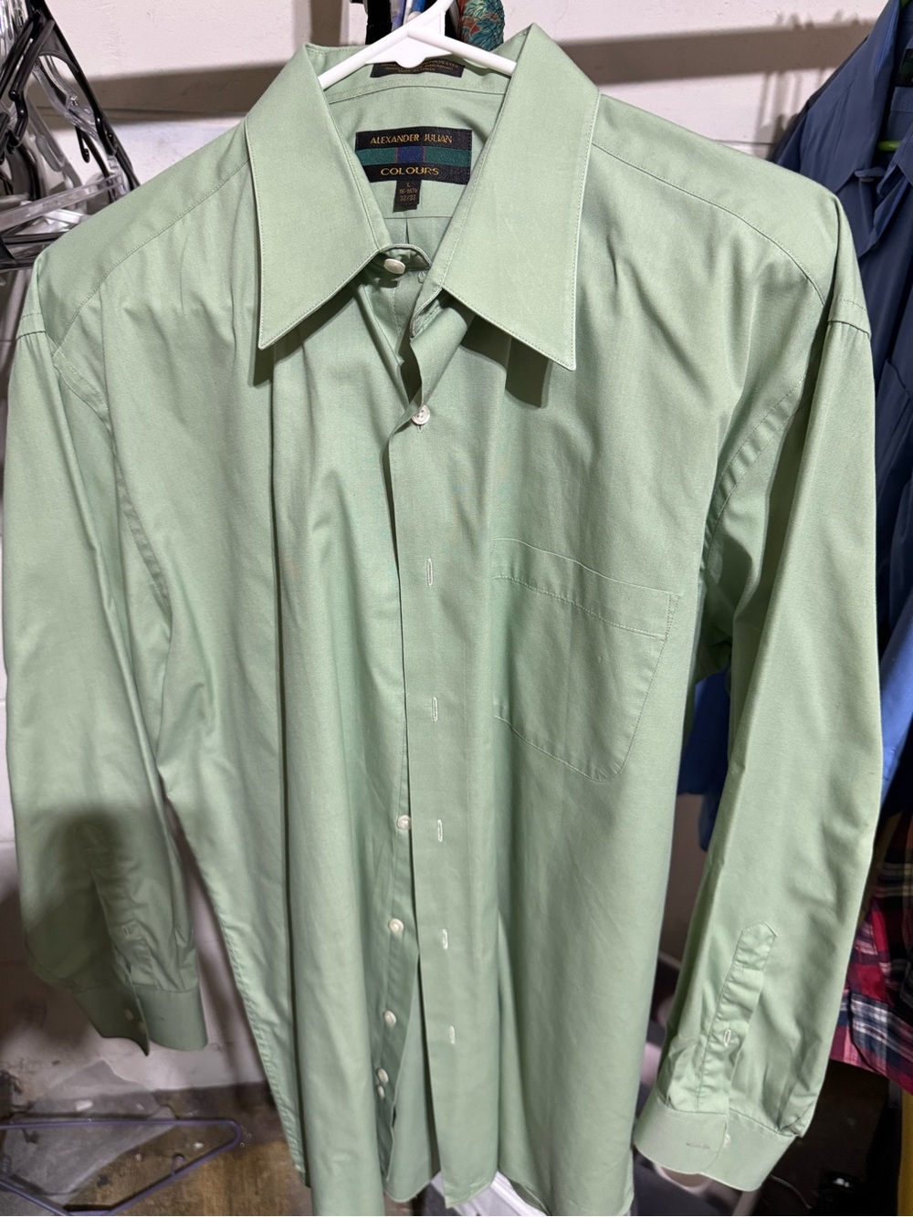 Alexander Julian Light Green Long-Sleeve Dress Shirt